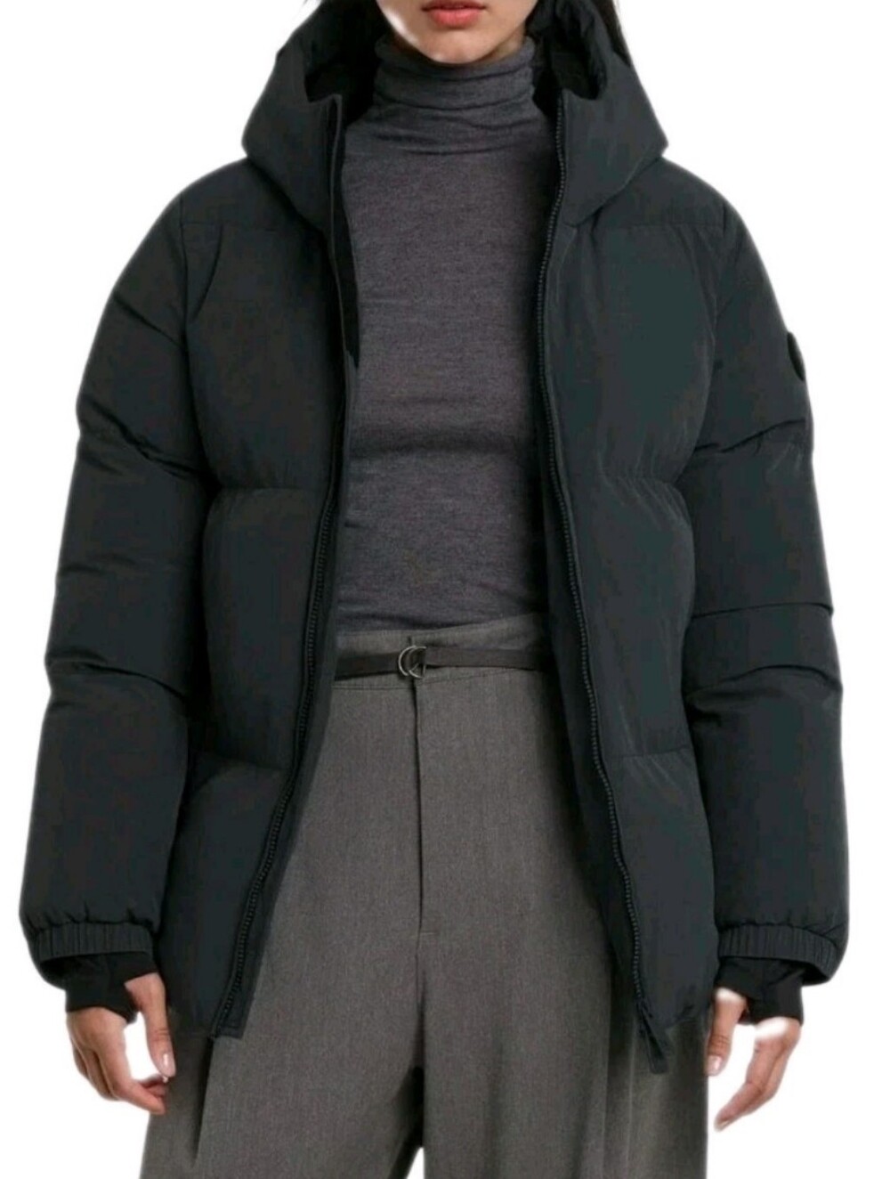 Noize Womens Size Medium Charcoal Water Resistant Hooded Puffer Jacket Msrp $270